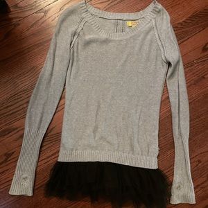Princess Vera Wang Gray Sweater with Black Tulle
